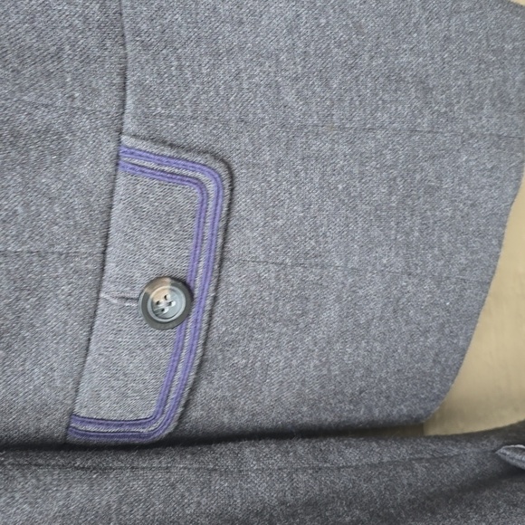 Boden Gray Navy Trim Military Peplum Jacket 8 - Picture 4 of 11